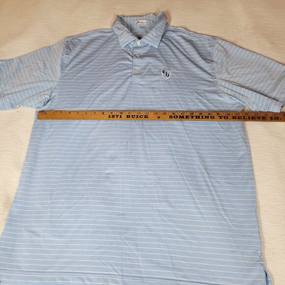 Peter Millar Polo Shirt Mens Blue Size XL Preppy Button Down Golf Striped Sports - Picture 10 of 15